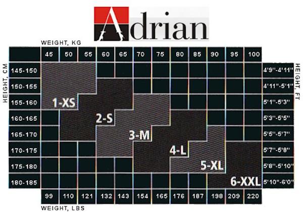 Adrian størrelses tabell